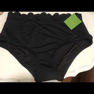 High Waisted Scalloped Black Bikini Bottom